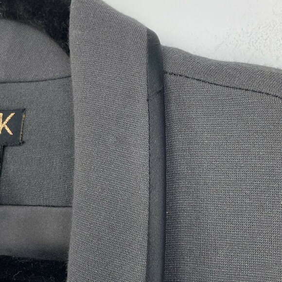 LaRok Womens Size S Gray Shawl Collar Blazer Black Piping Ruched Sleeve Jacket - Picture 7 of 11